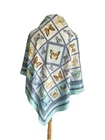 Selma Hieronymus CASSANI Silk Scarf Blue Butterfly Print Square Jacquard #A78