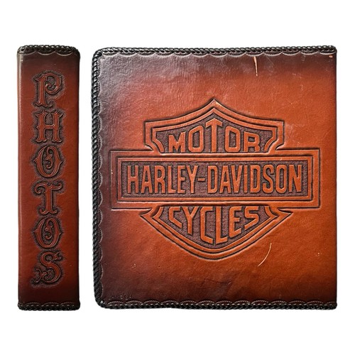 Vintage Handtooled Leather Photo Album Harley-Davidson 3 Ring Scrapbook Binder