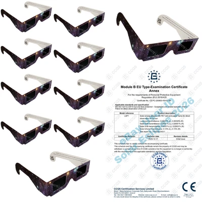 Solar Eclipse Glasses EN ISO 12312-2 CE Certified Eye Protection 12 AUGUST 2026 - Image 1 of 4