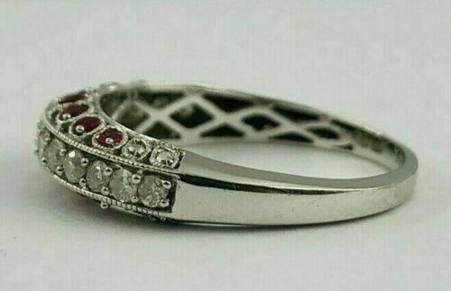 Art Deco Antique 2.50 Ct Diamond & Ruby Vintage Wedding Ring 925 Sterling Silver - Picture 4 of 5