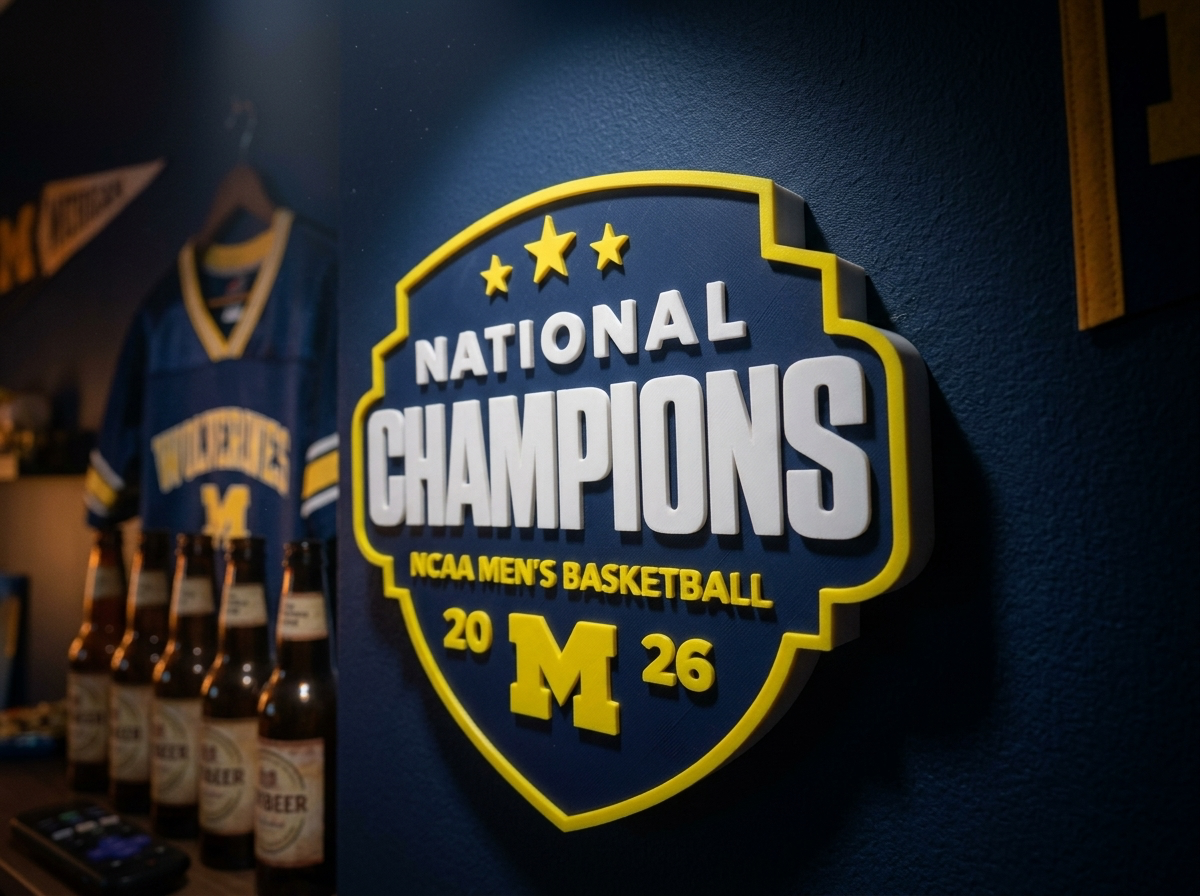 Michigan Wolverines National Champions 2026 3D Sign NCAA Men's