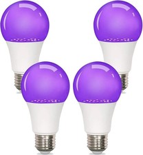 4 Pack LED Black Light Bulb 9W, UV Blacklight Bulb Replace 100W, 385-400nm,A19,E