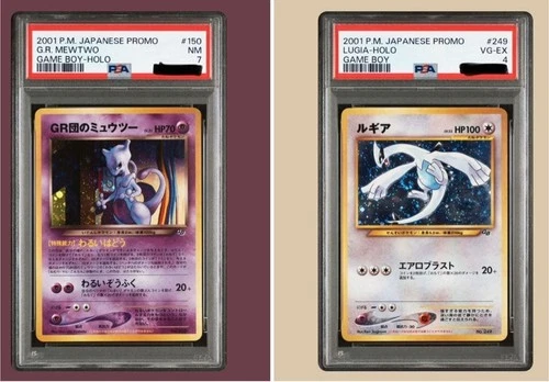 PSA 7 & PSA 4 GR's Mewtwo Lugia Holo Game Boy Promo Set 2001 150 249 Japanese