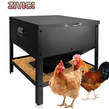 Outdoor Rainproof Chicken Feeder, 80LB Freestanding Farm Poultry Feed Box