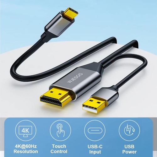 HDMI to USB C Adapter Cable 6.6ft 4K@60Hz with USB Power Adapter,HDMI Male to... - Picture 2 of 8