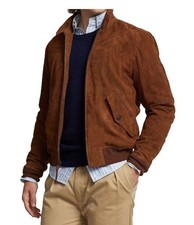 Chaqueta de bombardero de vuelo de gamuza clásica para hombre Chaqueta de mot...