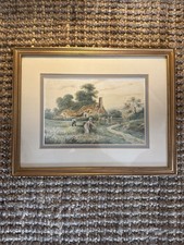 19th Century 1917 Water Painting Yorkshire Signed J.B Original Antique Landscape