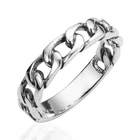 Classic Band of Cuban Link Men and Women .925 Sterling Silver Ring-5