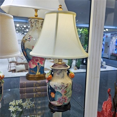 Chinese oriental PORCELAIN TOBACCO LEAF TABLE LAMP 21