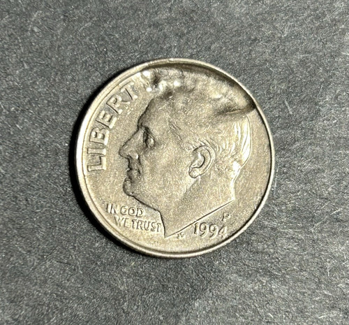 1994 P Roosevelt Dime Strike Through Error Coin