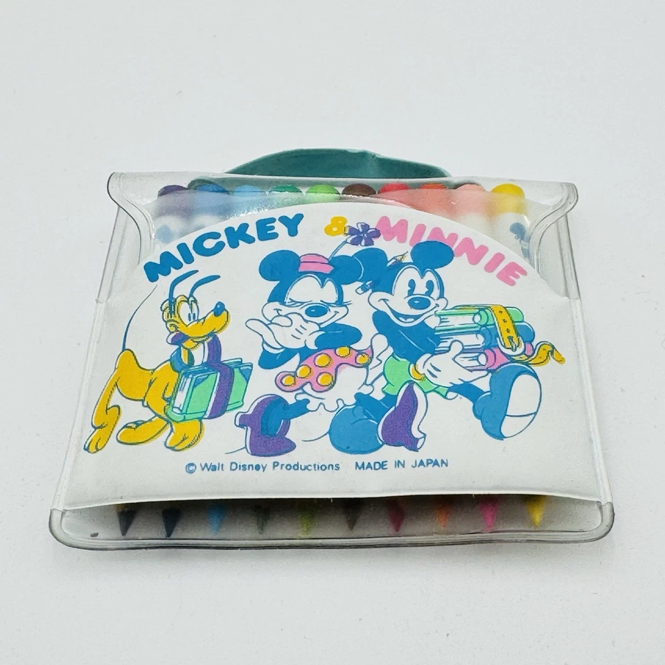 Vintage Walt Disney 10 Mini Colored Pencils Set In Vinyl Bag Minnie Mickey Mouse - Image 4 of 4