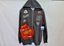 Felpa con cappuccio e zip intera Disney Pixar uomo ardesia Lightning McQueen Rust-eze Dinoco Large