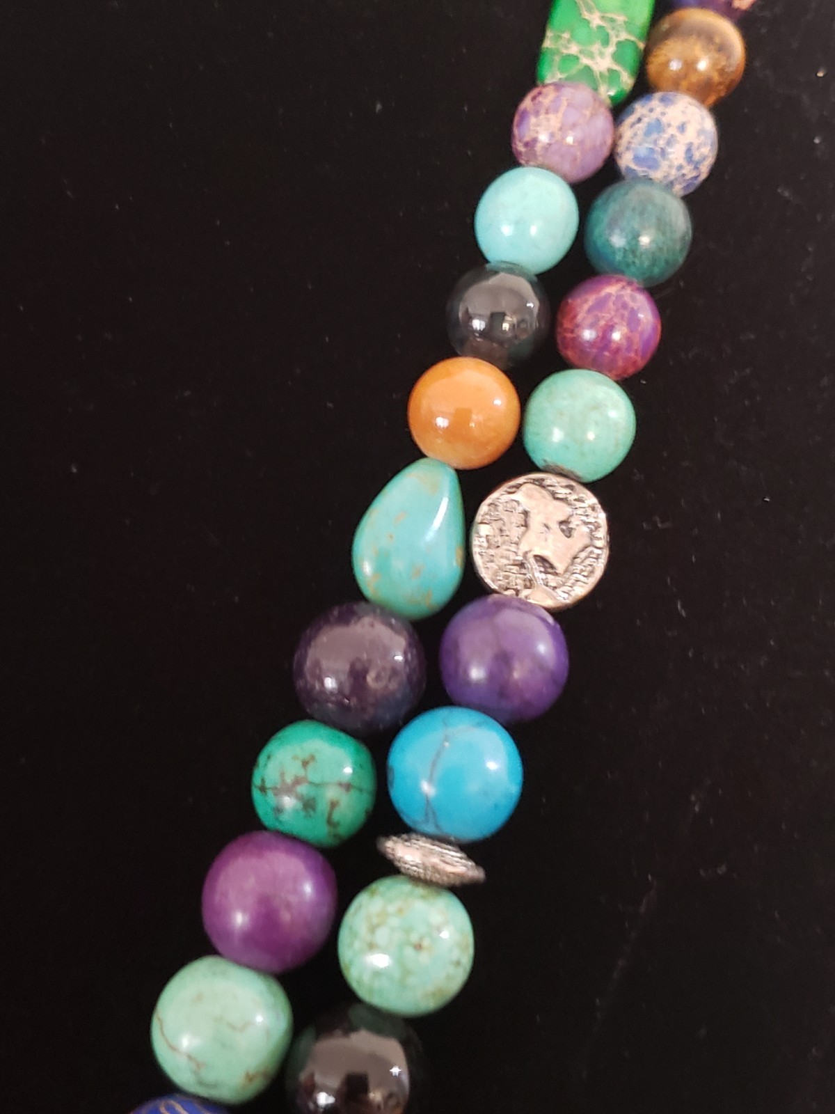 NECKLACE BEADED MULTIPLE STRAND STATEMENT RETRO C… - image 3