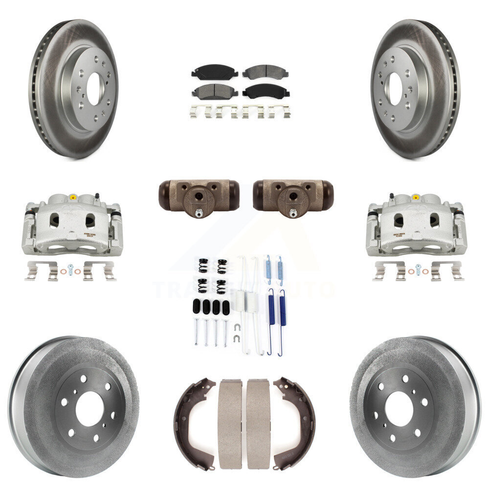 Front and Rear Brake Caliper Cover with Rotor Drum Semi-Metallic Pad Shoe Cylinder Kit for Enhanced Performance and Durability