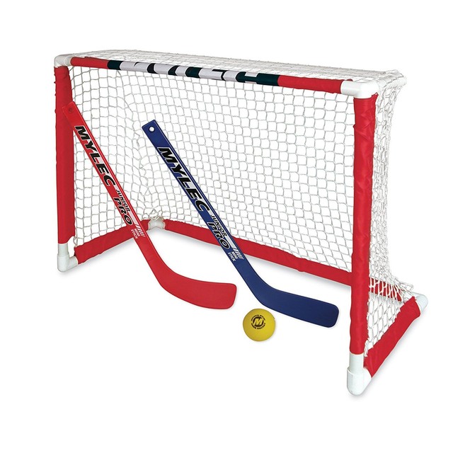 Indoor Mini Hockey Goal Set 2 Sticks Foam Ball Net Kids Child Home Play