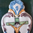 Antique French Faience Crucifix with Holy Water Font — photo 2