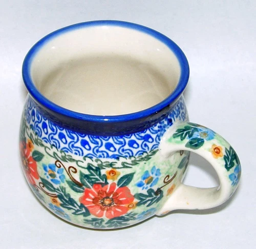 Boleslawiec Poland Unikat Pottery 8 oz Coffee Tea Mug Hnd Pntd signed Maczka