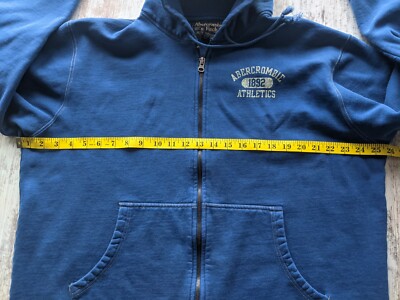 Abercrombie & Fitch A&F M Men full zip Hoodie Blue 1892 Athletics