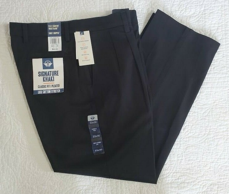 NEW Dockers Signature Khaki Classic Fit Pants Pleated Flex