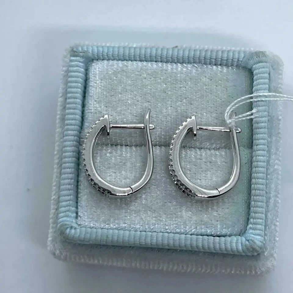 2Ct Lab Created Round Cut Diamond  Huggie Hoop Earrings 14K White Gold Over - Image 3 of 4
