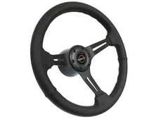Black Slotted Sport Leather Steering Wheel Kit For 1984-1989 Chevy C4 Corvette
