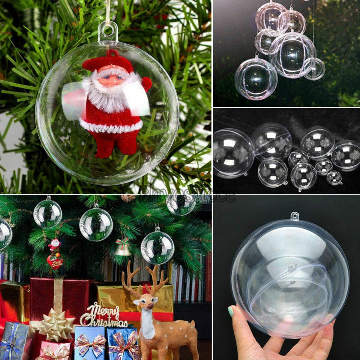 5Pcs Christmas Tree Hanging Decorations Ball Clear Plastic Round Ball  Fillable Ornaments Party Wedding Xmas Decor 4/5/6/7cm - AliExpress