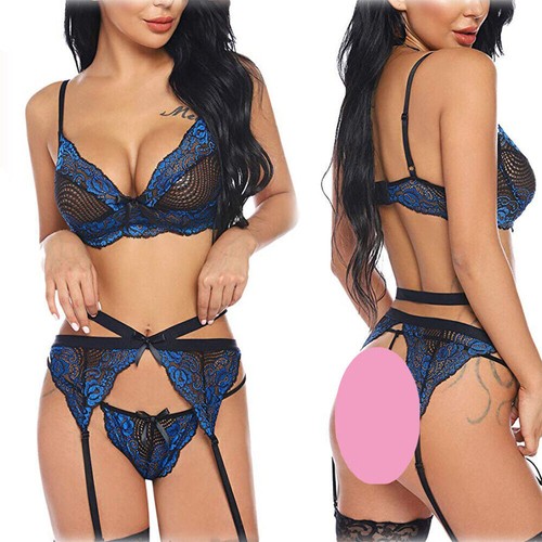 Women Sexy Lingerie Lace Bra G-String Underwear Set Knickers Nightwear Sleepwear - Picture 9 of 23