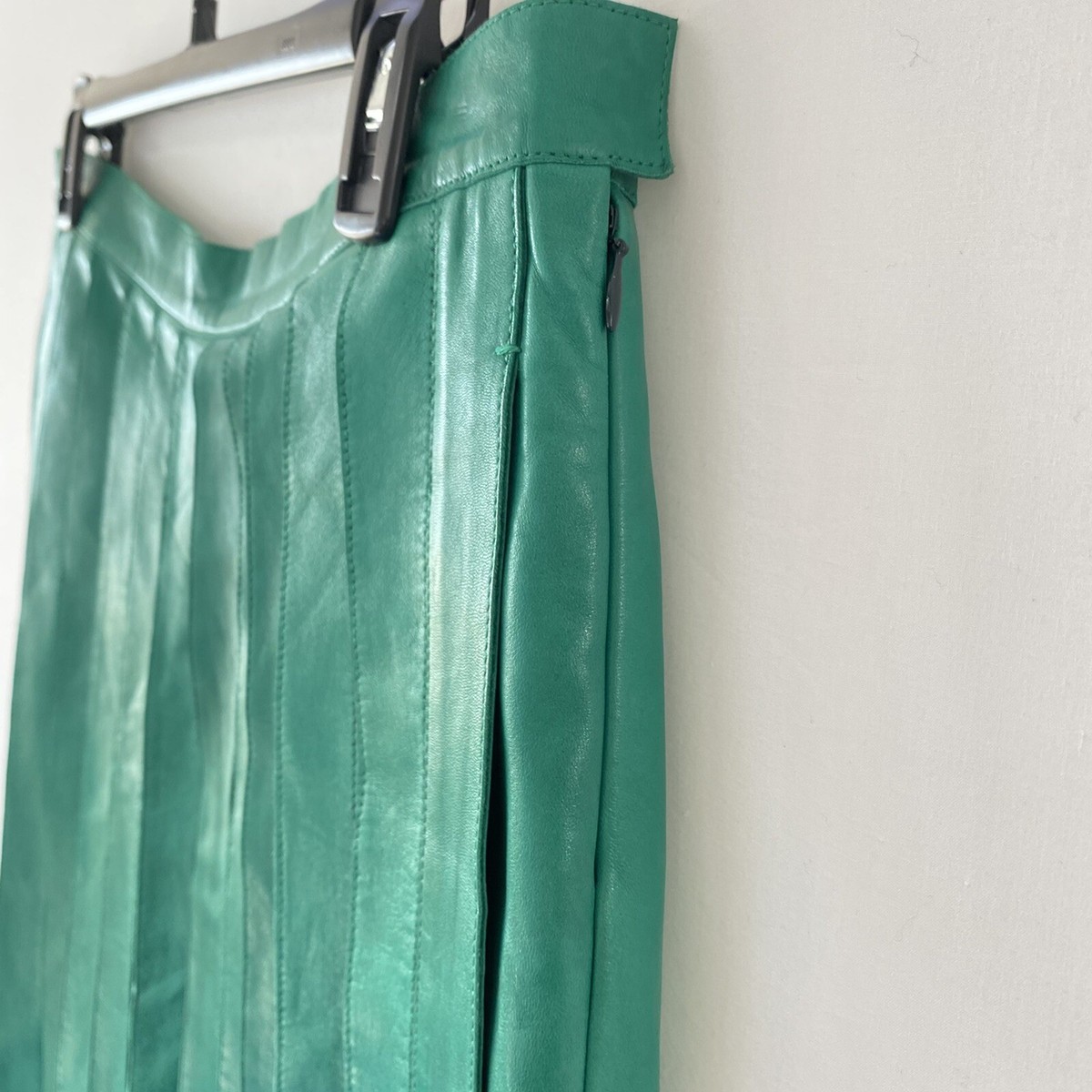 Chloe Green Lamb Skin Pleated Midi Skirt ($3500) | eBay