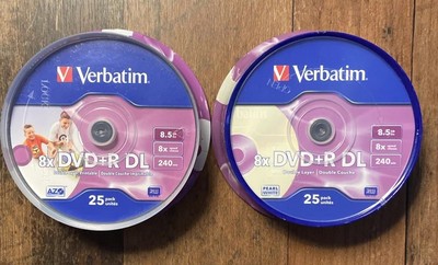 50x Verbatim 8x DVD+R 8,5 GB DL Double Layer Bedruckbar auf Spindel -NEU