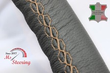 FÜR INFINITI QX80 14-19 GRAU LEDERLENKRADBEZUG, GESCHLOSSENE KANTEN, BEIGE S