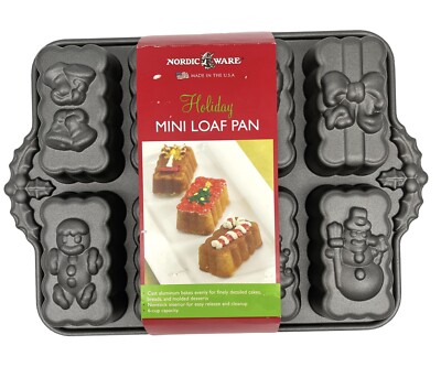 Nordic Ware Cast Aluminum Cake Pan Holiday Mini Loaf Cups