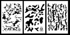 3Pack Vinyl Airbrush Painting Camo Stencils 14" - Digital Tree Bark multicam