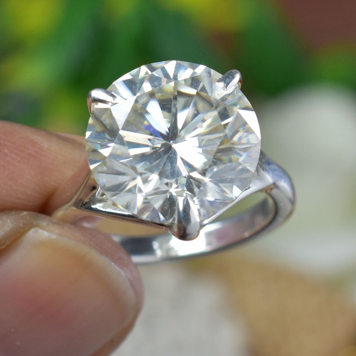 RARE Ct Certified Off White Treated Diamond Solitaire Ring - Main Image