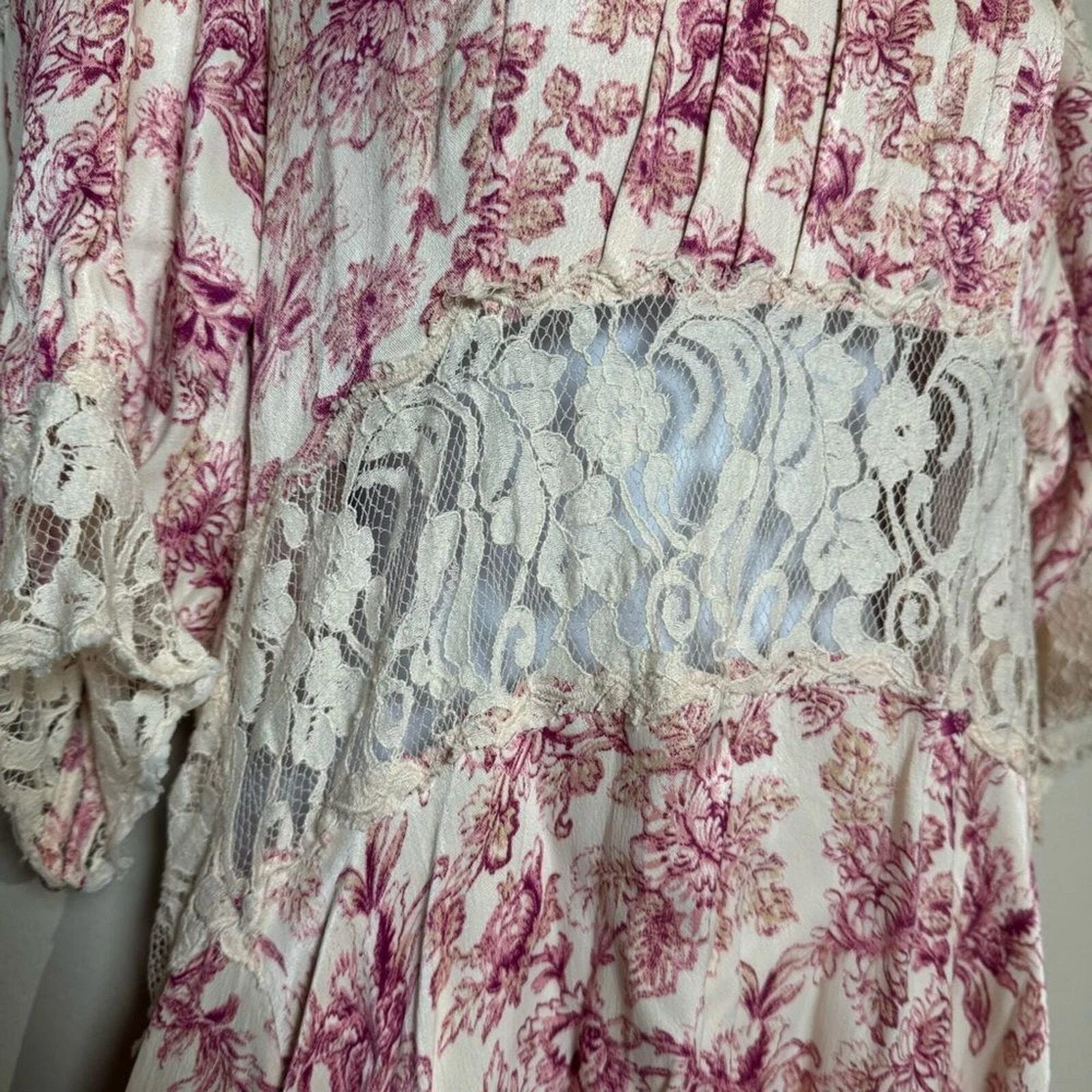 VALENTINO free people Mini abito nuovo senza etichette lucie seta floreale pannello pizzo schiena aperta tg 12