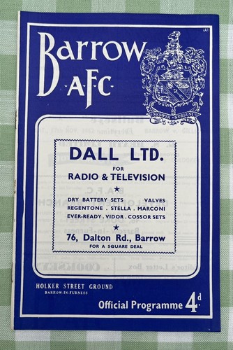 Football Programme - Barrow AFC v Gillingham - Division 4 - 17th November 1962