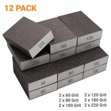 12PCS 60-220 Grit Drywall Sanding Sponge Block Pads Wet Dry Sandpaper Sand Paper