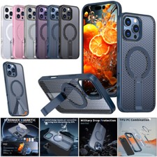 Fr iPhone 17 16 15 14 13 12 Pro Max Magnetic Magsafe Case Shockproof Stand Cover