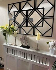 SET OF 3 BOSTON BLACK MIRRORS ART DECO STYLE LIVING ROOM BEDROOM HALLWAY 40CM