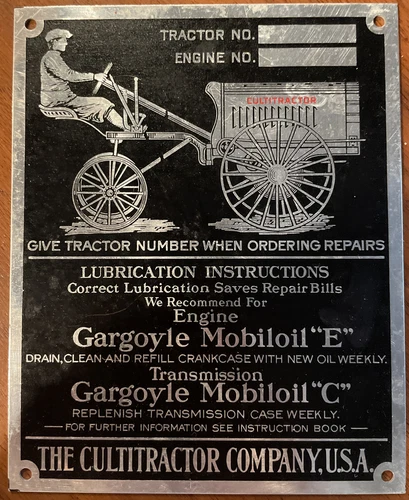 Vintage Cultitractor Tag Mobiloil Gargoyle Oil Sign - 5x4” - Beautiful