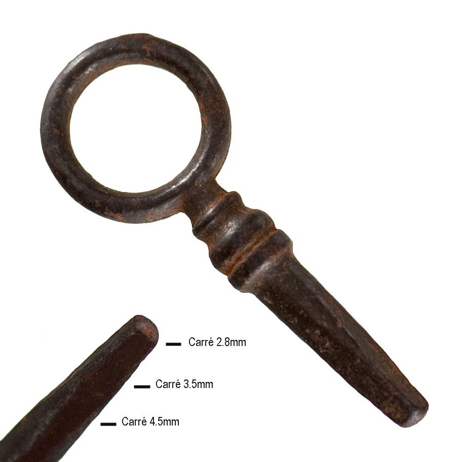clef clé double pour pendulette d'officier / de voyage carré de 2.75 / 2.00 mm