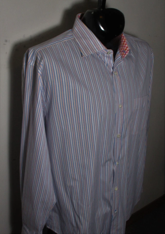 J. McLAUGHLIN Blue "Slim Fit" Long Sleeve Shirt Size XL - Image 3 of 4