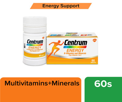 60s New Centrum Energy B-Vitamins and Minerals + Vitamin B, C & E Free ship
