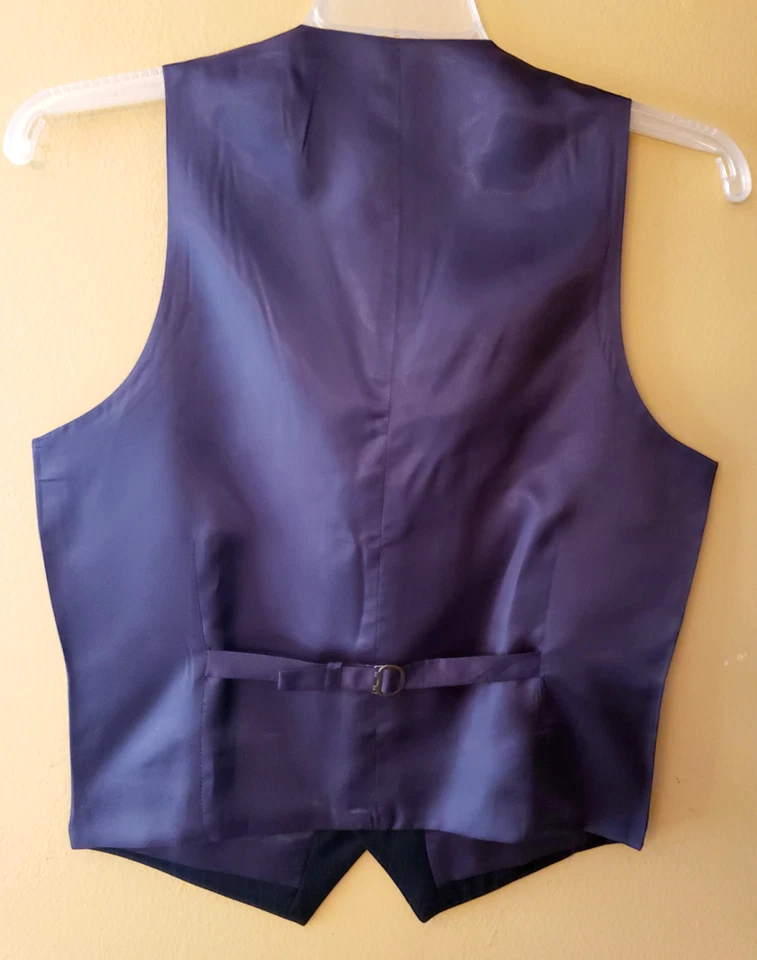 ALFANI Macy's Men's Designer Dress Suit VEST Black Size S WOOL Adjustable Back - Image 4 of 4