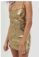 Urban Outfitters Gold Sequin Party Holiday Cocktail Mini Dress M