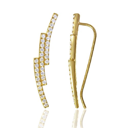 Achat Boucles D'oreilles Spark Barete En Argent Plaqué Or Jaune Et Cristaux