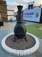 120cm white garden circle fire pit Surround Grass Border edging path lawn brick