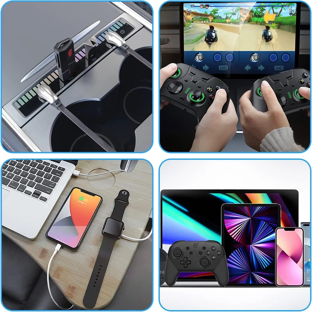 USB Hub Multi Port Docking Station Ambient Light for Tesla Model 3/Y 2021-2023