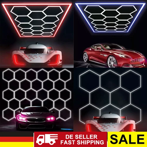 14 * Hexagon LED Lampe Röhren Werkstatt Garage Wand Decken Leuchte Beleuchtung - Bild 3 von 32