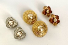 Clip On Stud Gold Silver Flower Fashion Rhinestone Earrings 3 Styles