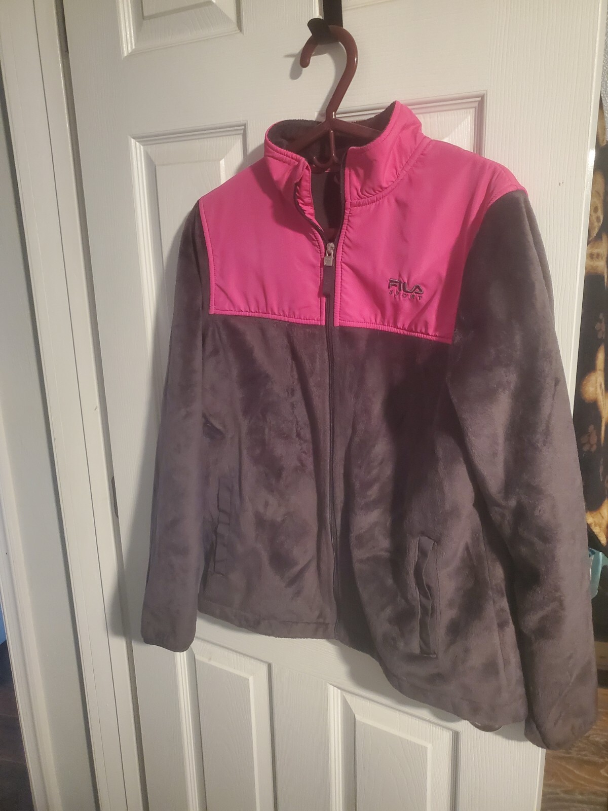 Giacca donna Fila con zip grigia e rosa Taglia M